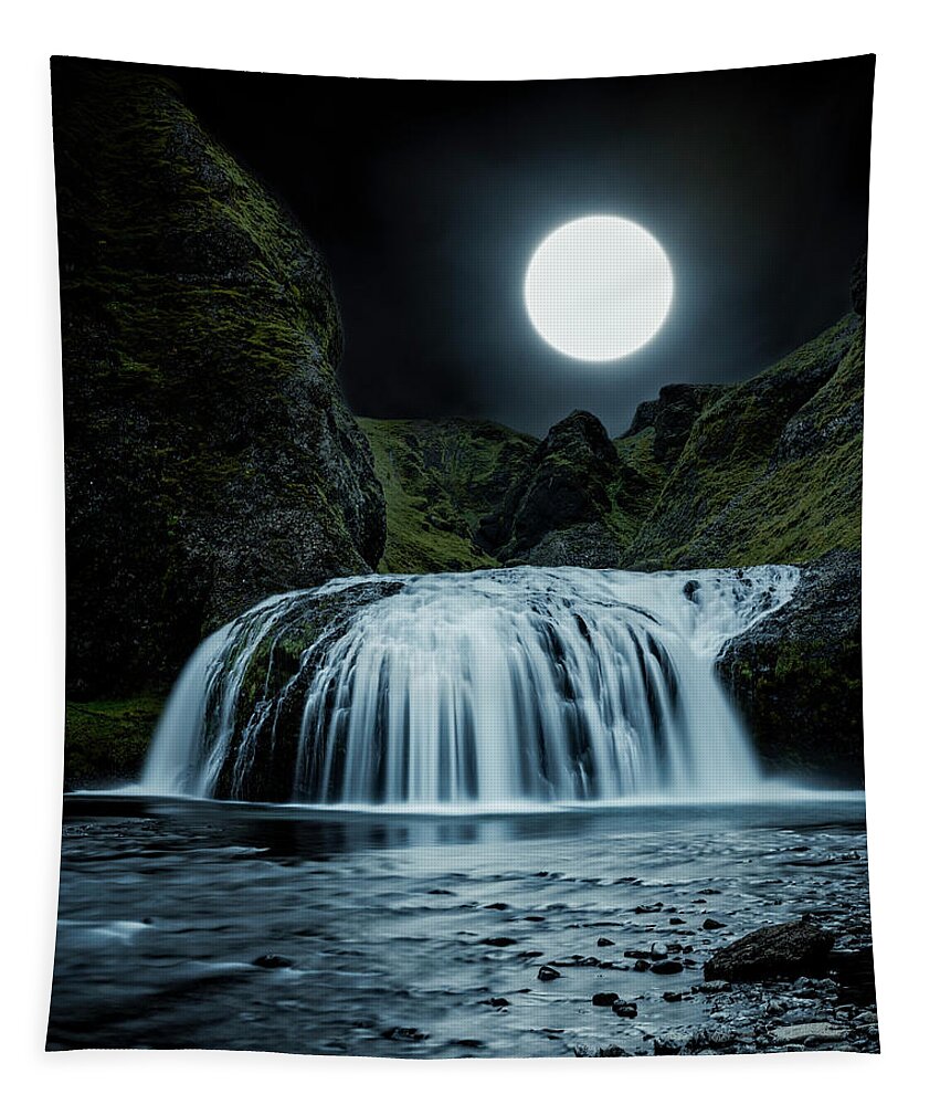 Icelandic Dramatic Tapestry featuring the photograph Night Falls by Dee Potter