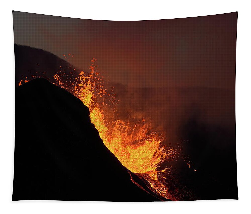 Volcano Tapestry featuring the photograph Night fire #1 by Christopher Mathews