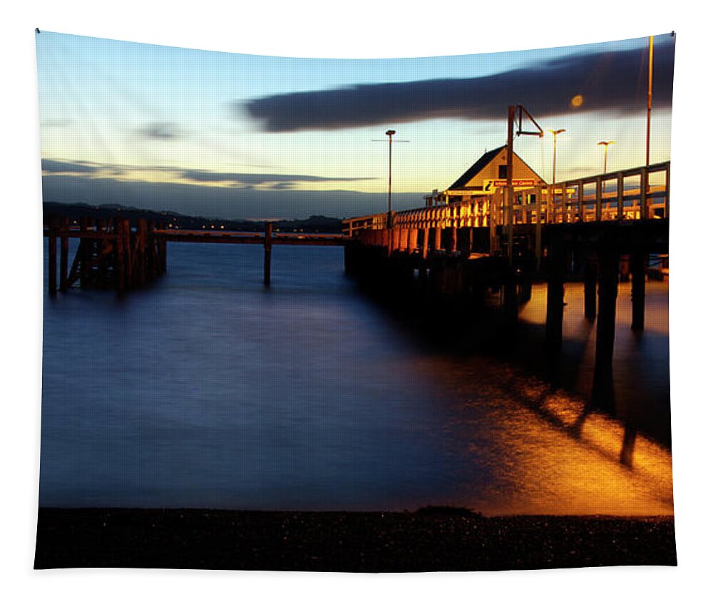 Pier Tapestry featuring the photograph Night in Russell - Bay of Islands, New Zealand by Kenneth Lane Smith