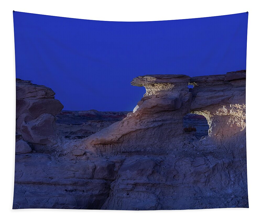 Bis-tie Tapestry featuring the photograph Night Light at Bisti by Jean Noren