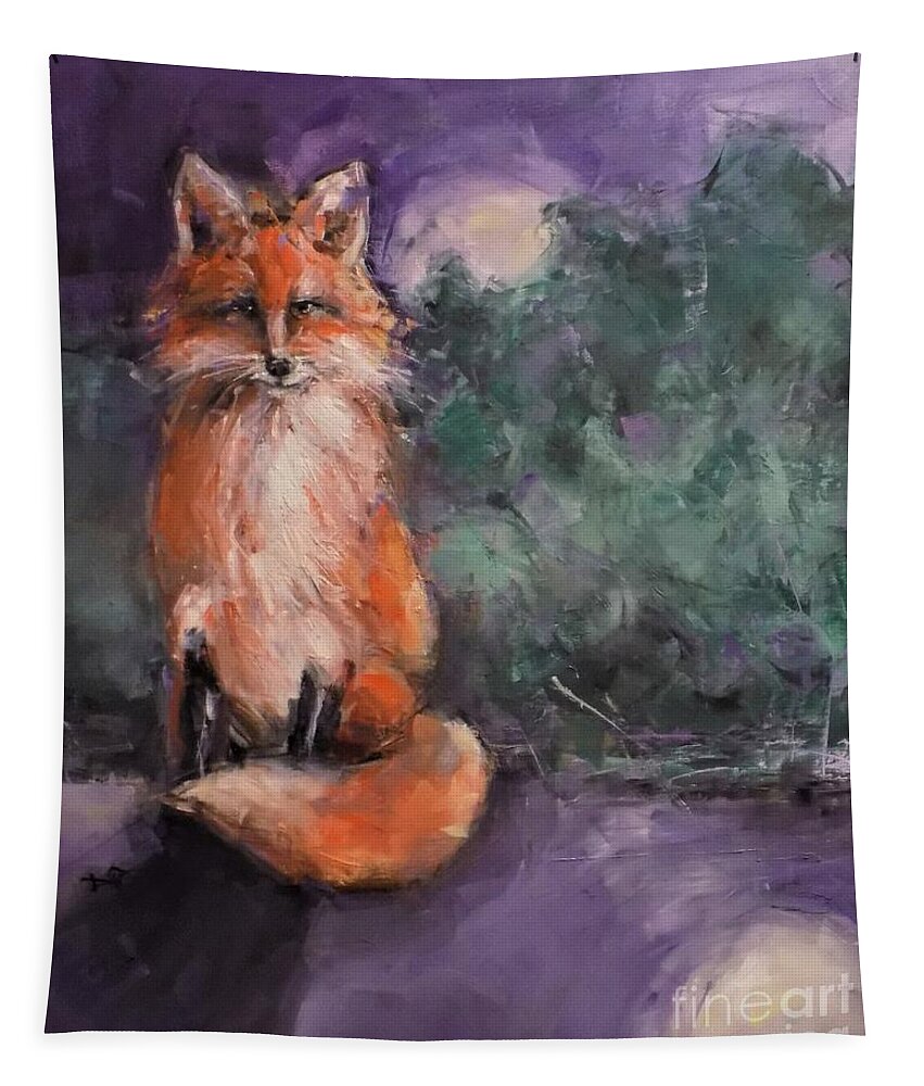Fox Tapestry featuring the painting Night Moves by Dan Campbell