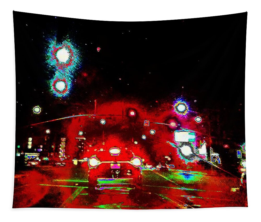 Night Tapestry featuring the photograph Night Street Abstract by Andrew Lawrence