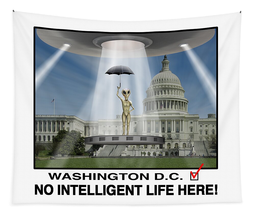 Washington Dc Tapestry featuring the photograph No Intelligent Life Here D C by Mike McGlothlen