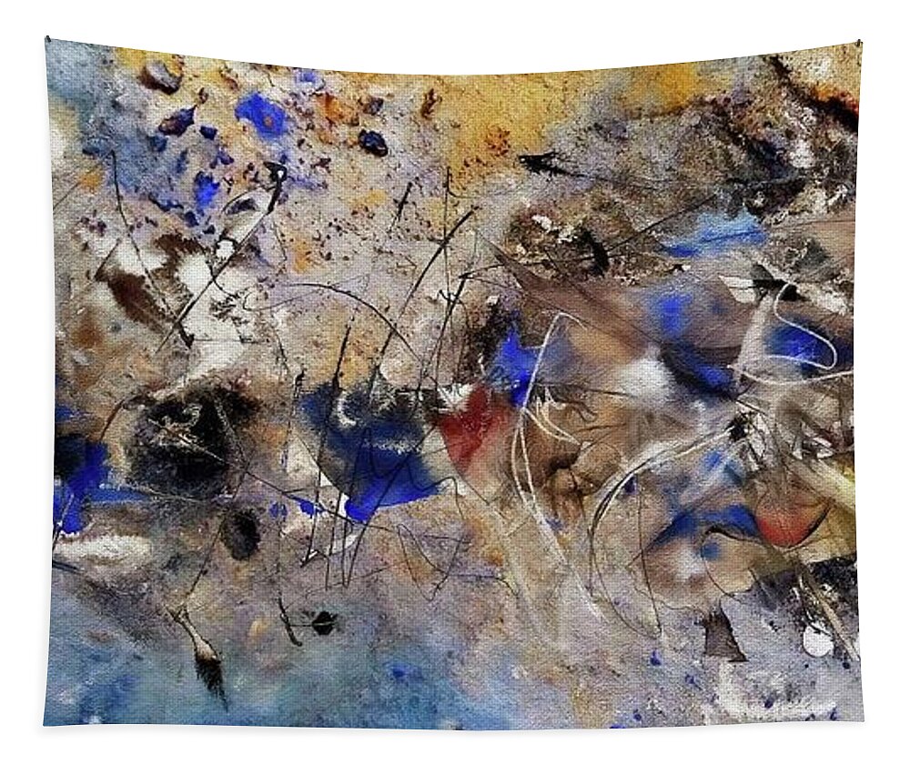 Abstract Mixed Media Painting Tapestry featuring the mixed media No.10 by Wolfgang Schweizer