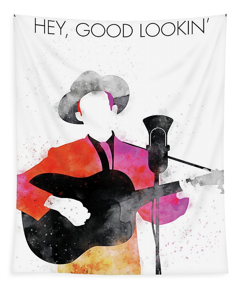 Hank Tapestry featuring the digital art No253 MY Hank Williams Watercolor Music poster by Chungkong Art