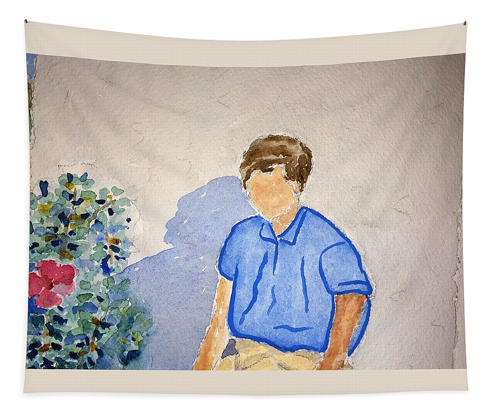 Watercolor Tapestry featuring the painting Norma by John Klobucher