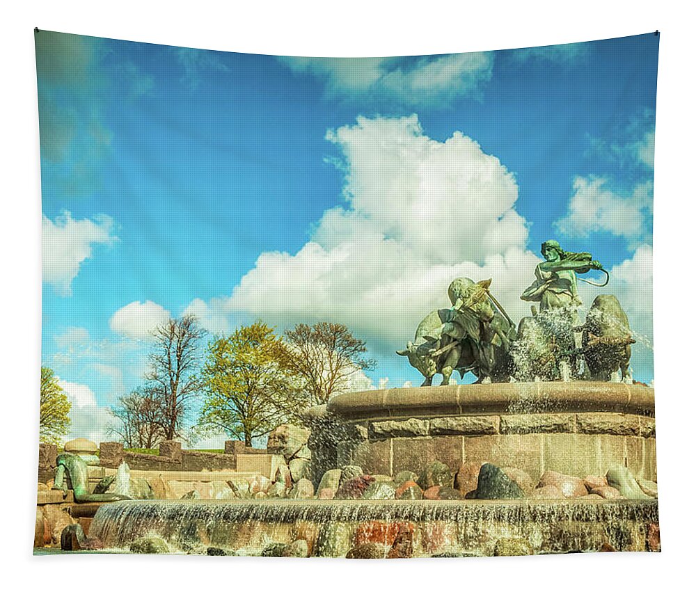 Fountain Tapestry featuring the photograph Norse Goddess Gefion by Rob Hemphill