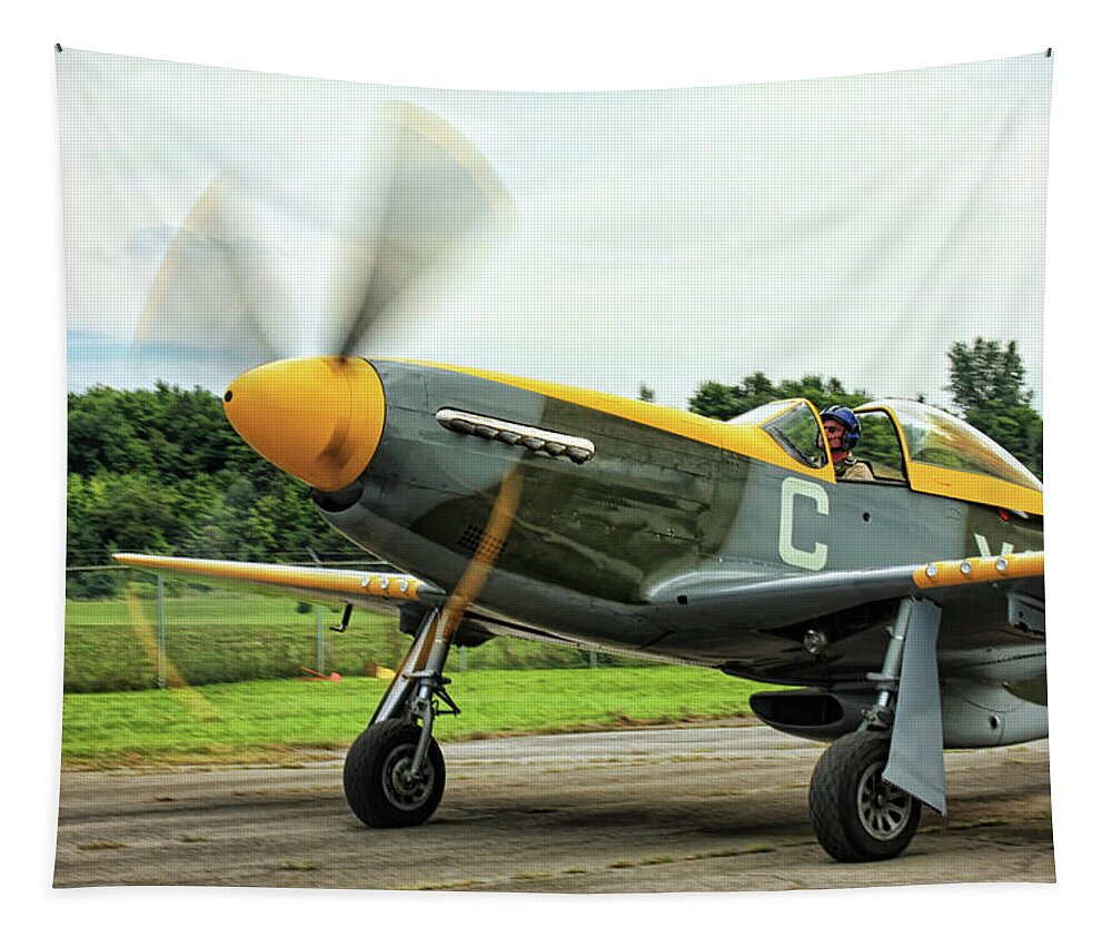 North American Tapestry featuring the photograph North American P51 Mustang by Tatiana Travelways