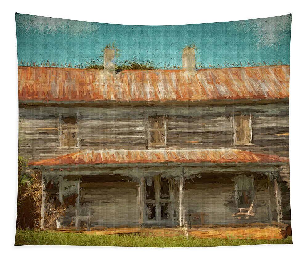 Mountains Tapestry featuring the photograph North Carolina Old Rural House ap 108 by Dan Carmichael
