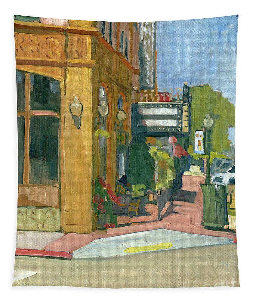 San Diego Tapestry featuring the painting North Park Theatre, Observatory North Park - San Diego, California by Paul Strahm