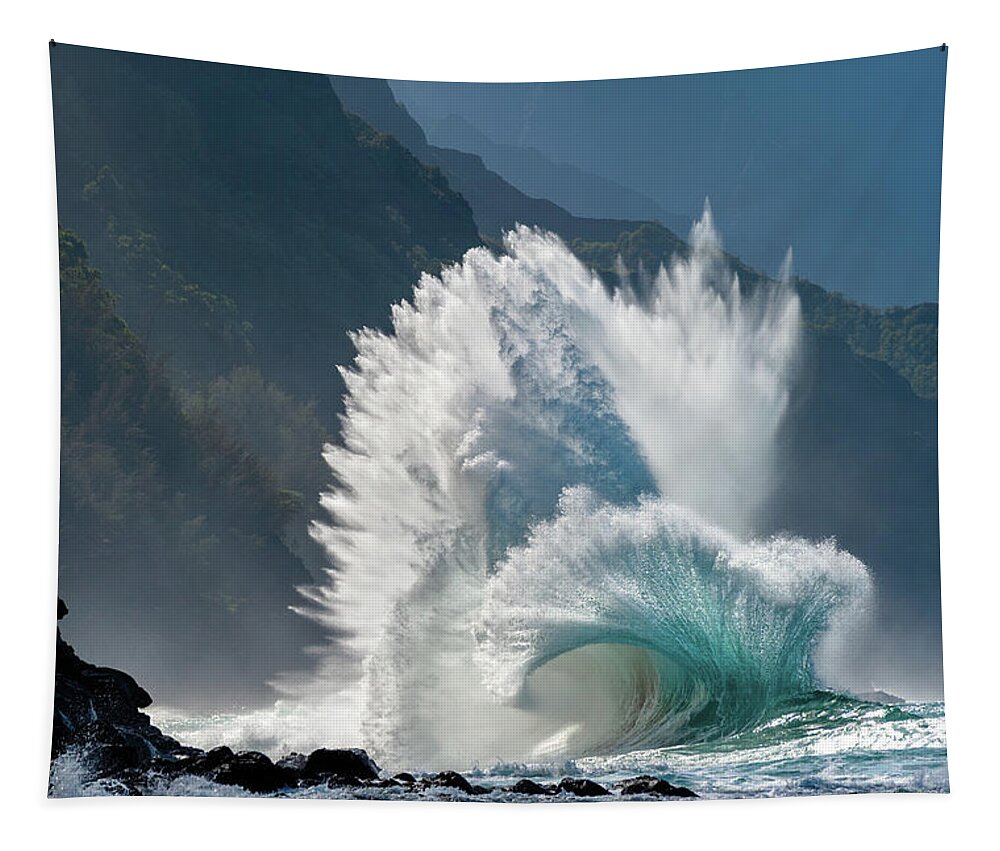Kauai Tapestry featuring the photograph North Shore Big Surf by Doug Davidson