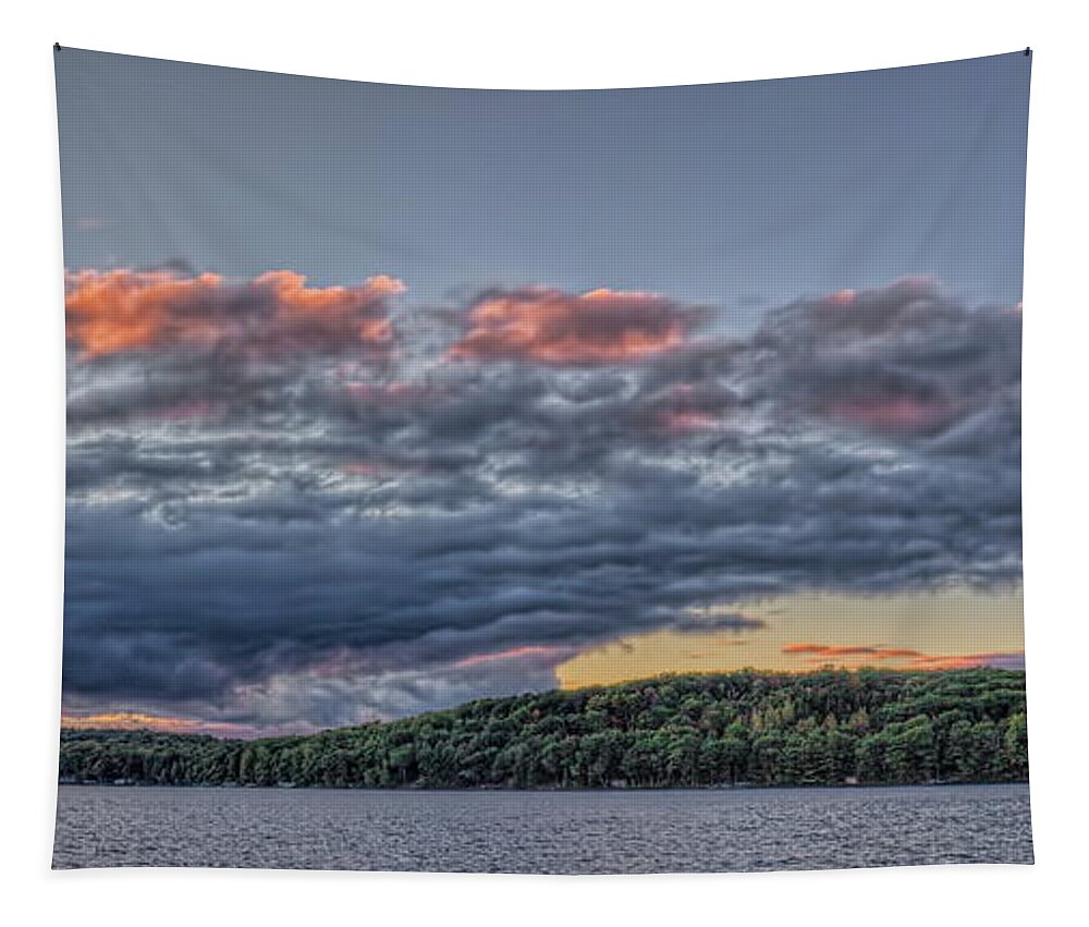 Upnorth Tapestry featuring the photograph North Twin Lake Downburst Panorama by Dale Kauzlaric