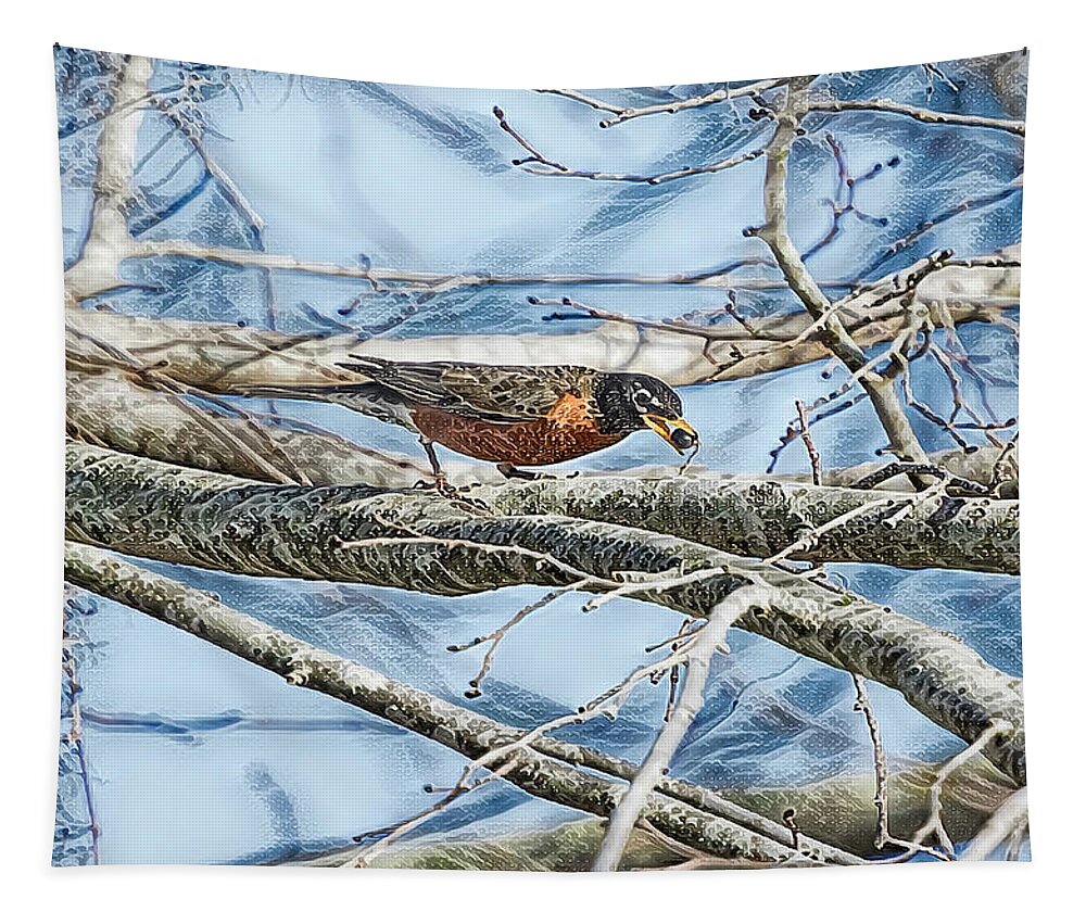 Robin Tapestry featuring the photograph Northern Robin by Deborah Benoit