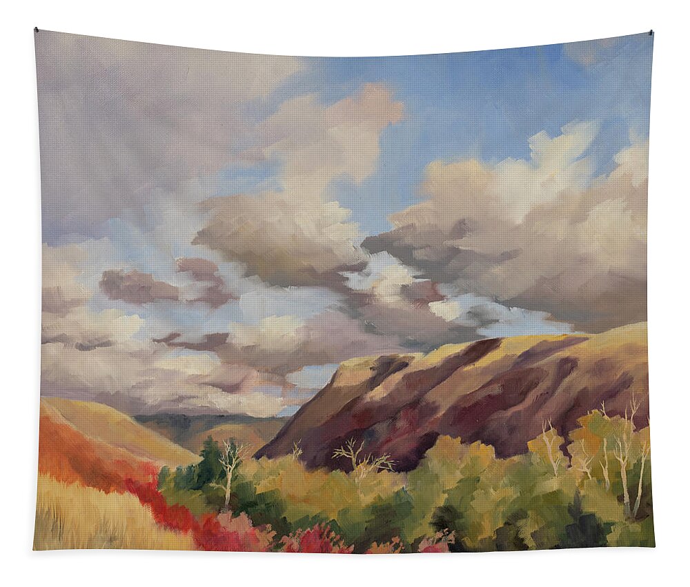 Landscape Tapestry featuring the painting Northfork Valley by Jordan Henderson