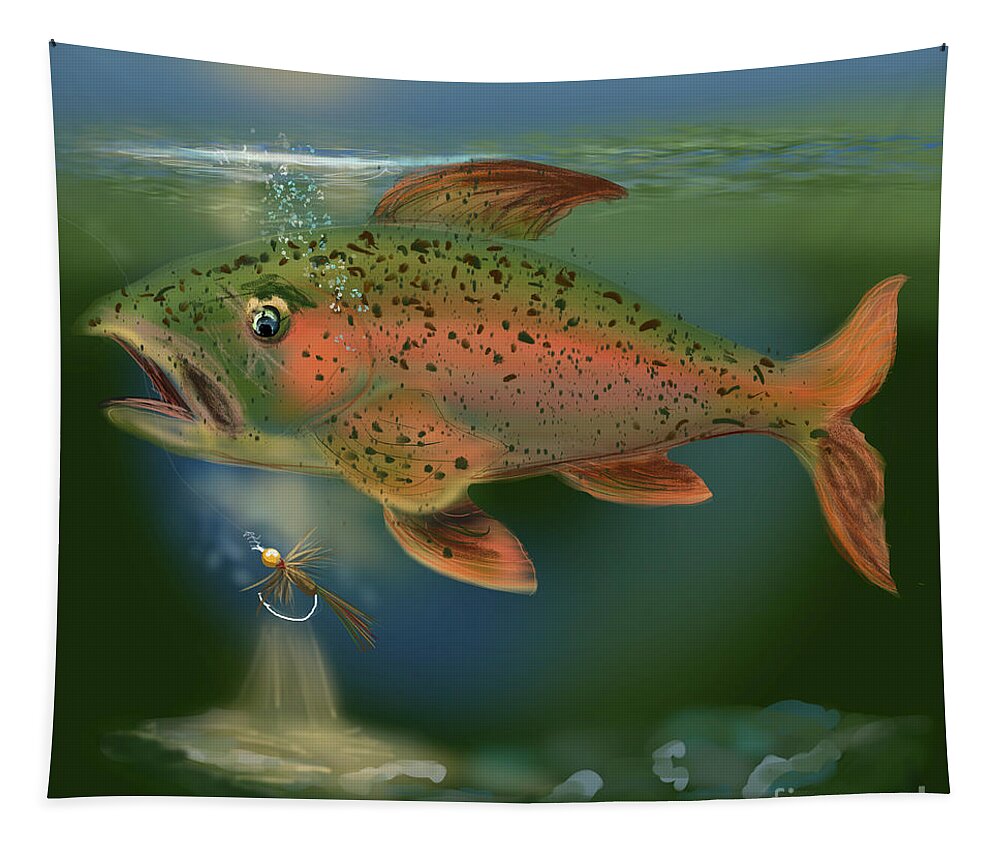 Fly Fishing Tapestry featuring the digital art Not Falling for That by Doug Gist