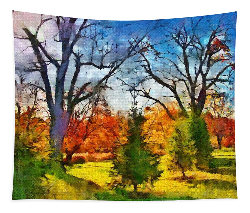 Autumn Tapestry featuring the mixed media November Field by Christopher Reed