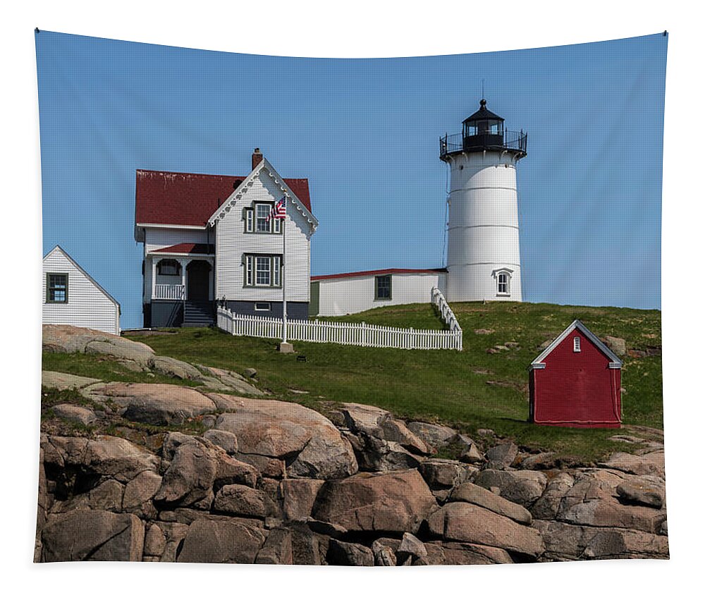 Architectural Tapestry featuring the photograph Nubble Lighthouse I Color by David Gordon