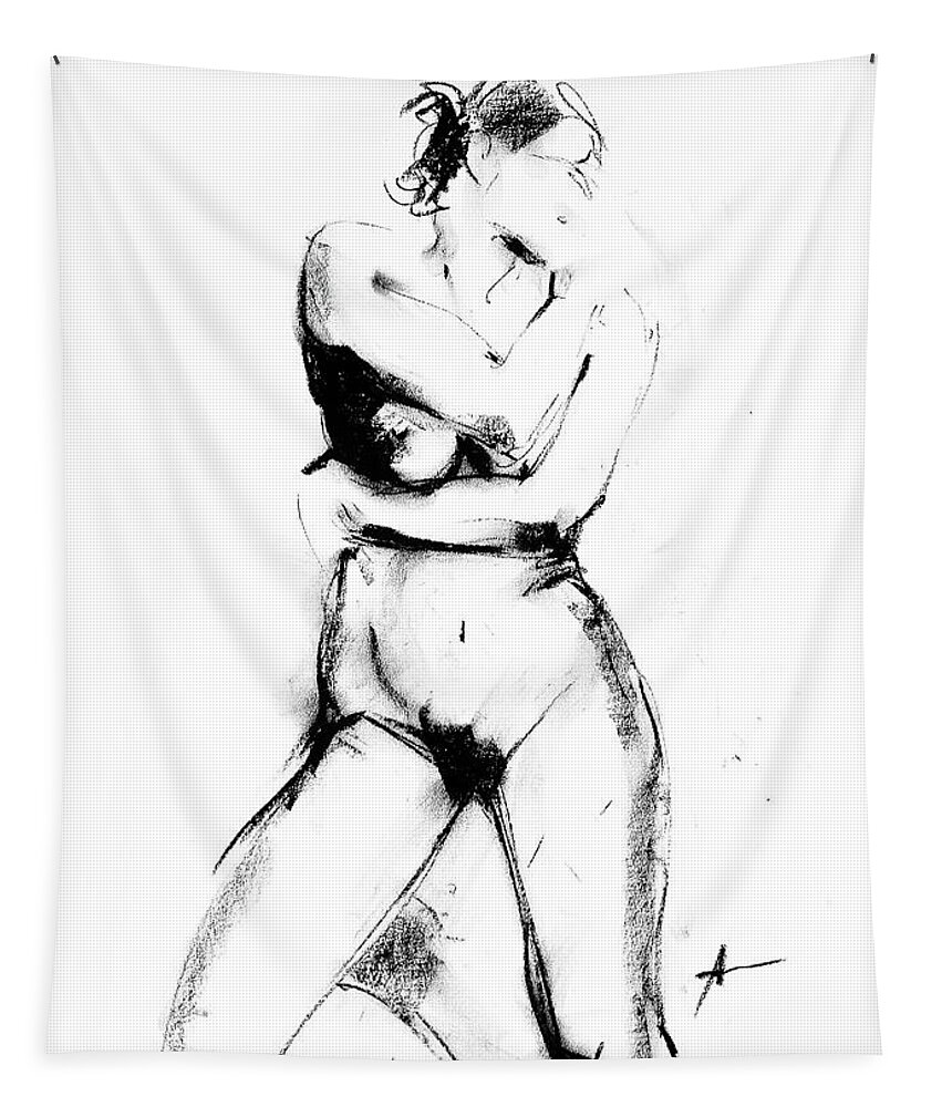 Nude Tapestry featuring the drawing Nude 013 by Ani Gallery