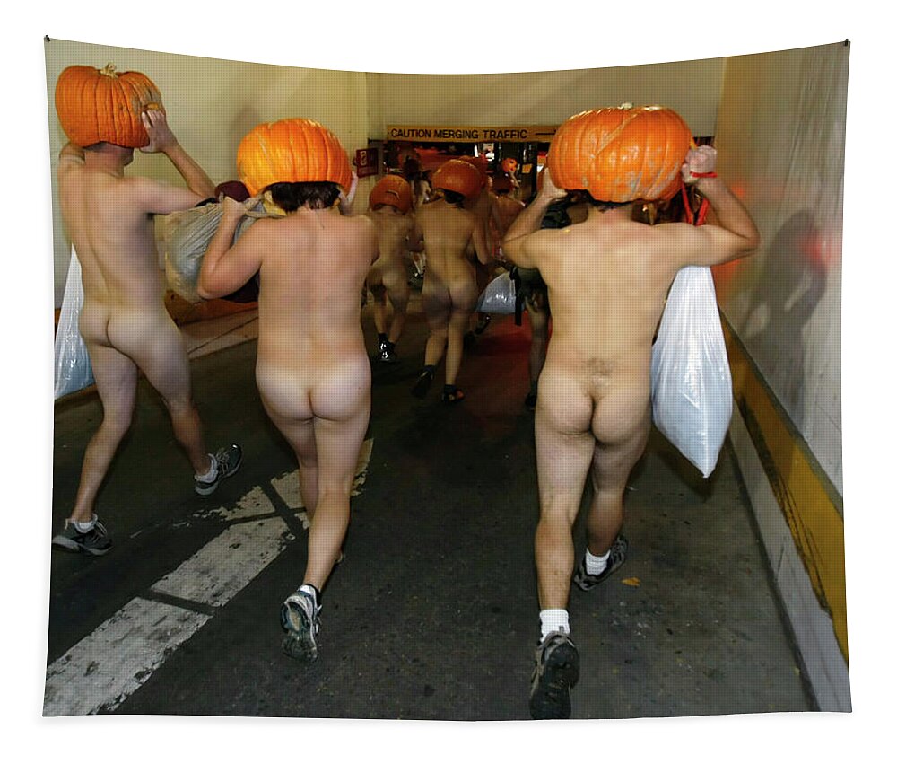 Nude Men Tapestry featuring the photograph Nude Pumpkin Run by Rick Wilking