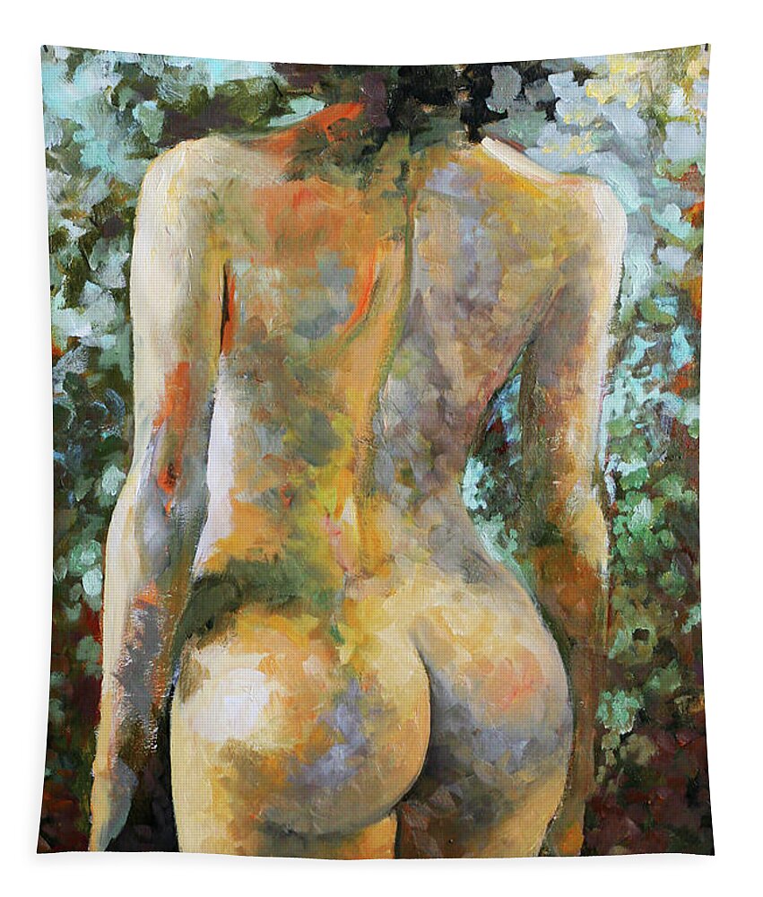 Nude Tapestry featuring the painting Nude by Vali Irina Ciobanu
