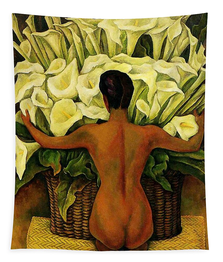 “diego Rivera” Tapestry featuring the digital art Nude With Lilies by Patricia Keith