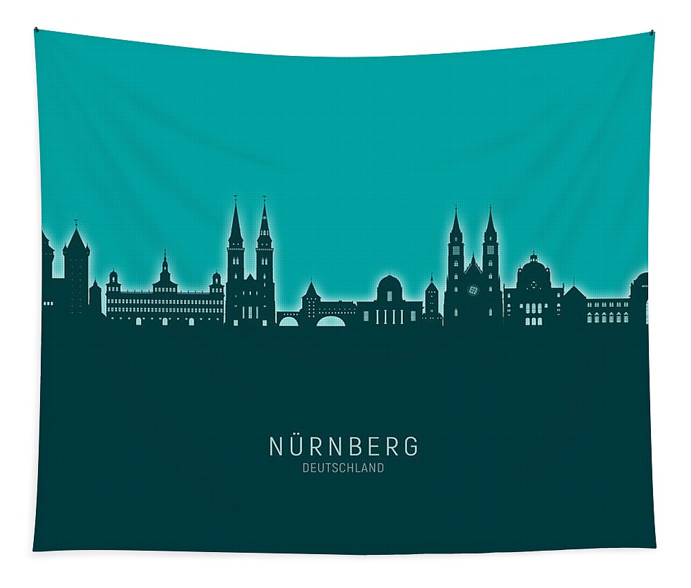 Nürnberg Tapestry featuring the digital art Nurnberg Germany Skyline #95 by Michael Tompsett