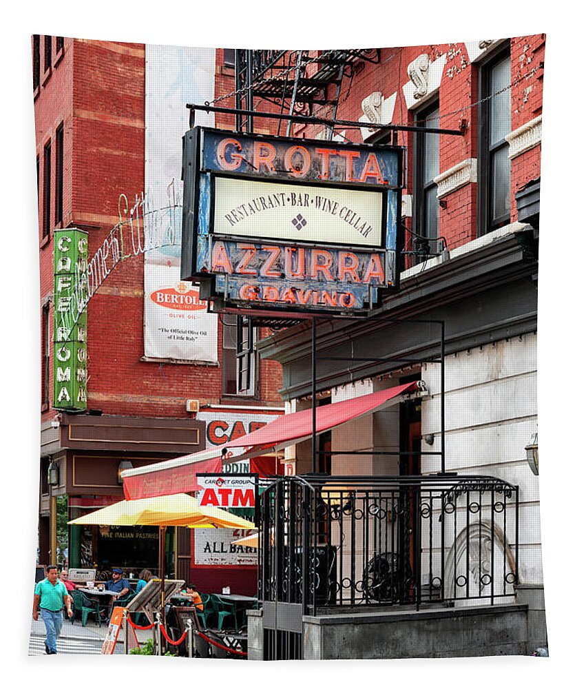 New York Tapestry featuring the photograph NY CITY - Cafe Little Italy by Philippe HUGONNARD