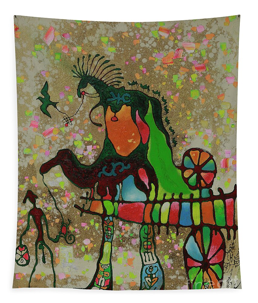 Mongolian Tapestry featuring the painting Nyam Ish by Tsegmid Tserennadmid