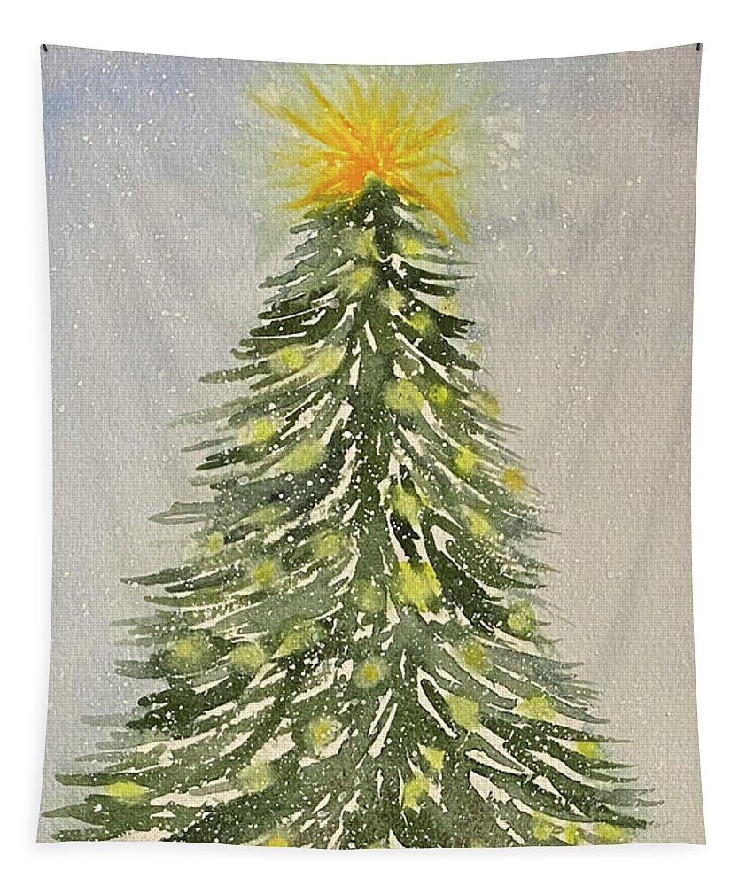 Christmas Tapestry featuring the painting O Christmas Tree by Lisa Neuman