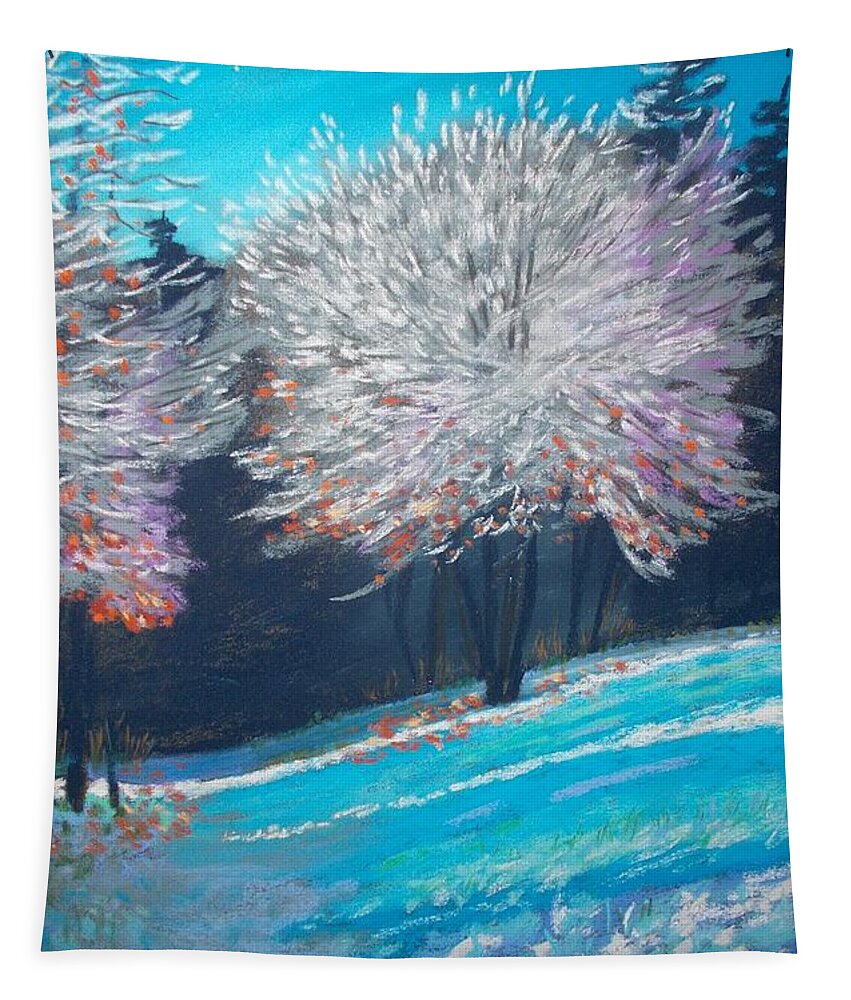 Pastels Tapestry featuring the pastel Oak trees in Early Winter by Rae Smith PAC