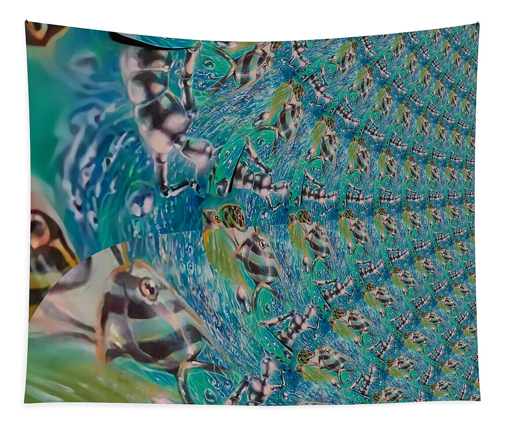 Oifii Tapestry featuring the digital art Ocean Bot Symphony by Stephane Poirier
