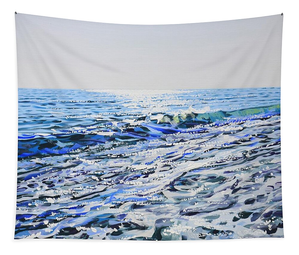 Sea Tapestry featuring the painting Ocean. Light 100. by Iryna Kastsova