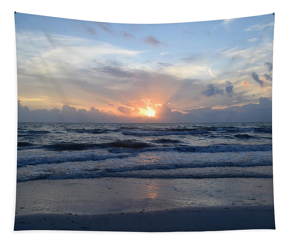Ocean Tapestry featuring the photograph Ocean Sunset - Photo 79 by Lucie Dumas
