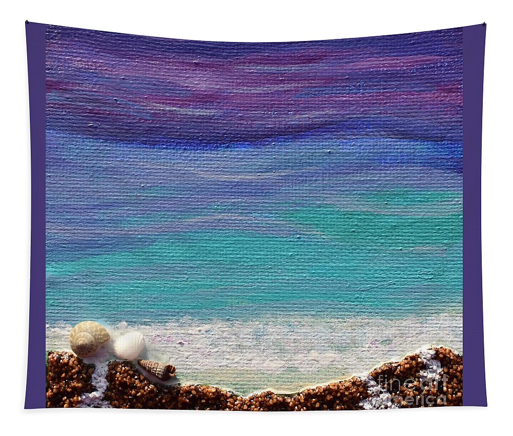 Ocean Tapestry featuring the painting Ocean Waves and Beach by Monika Shepherdson