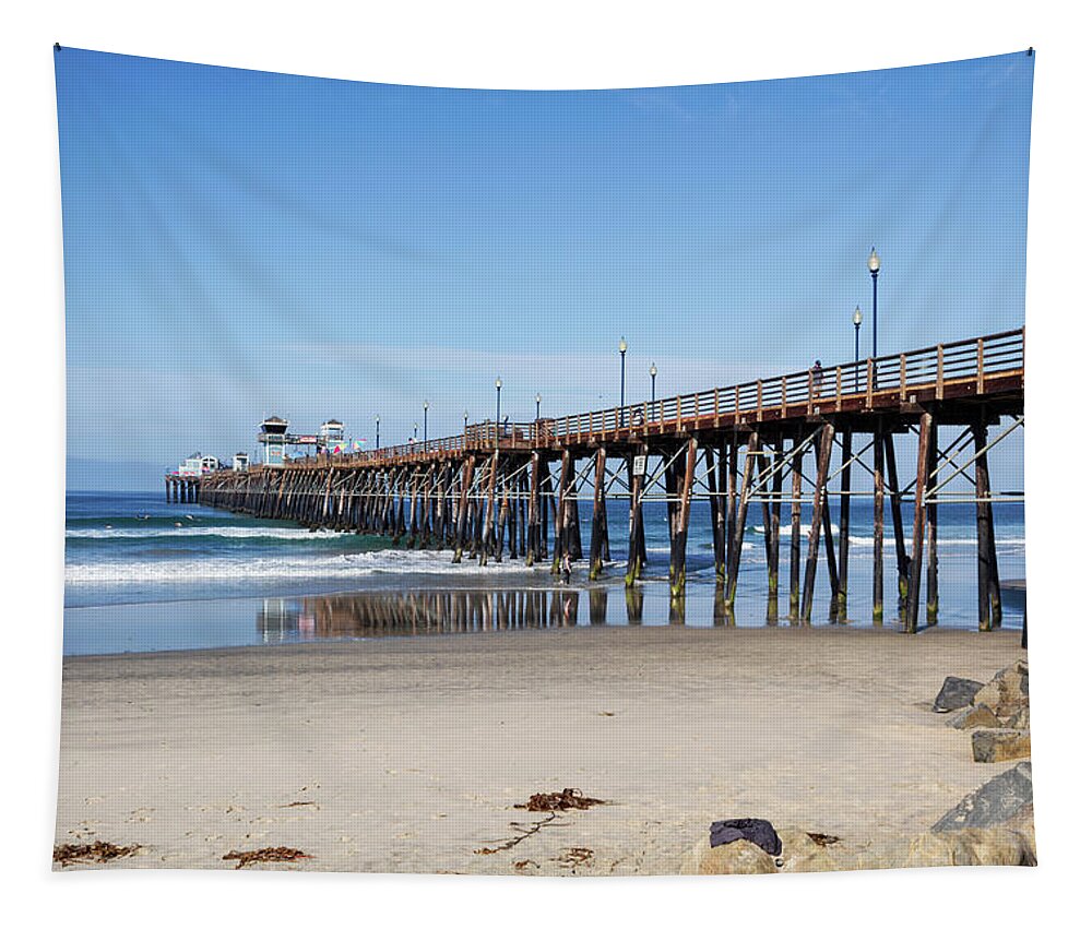 Pier Tapestry featuring the photograph Oceanside Pier by Alison Frank