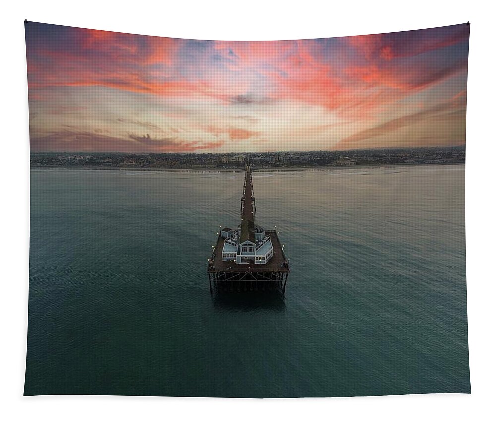 Landscape Tapestry featuring the photograph Oceanside pier, San Diego county, ca by Devin Wilson
