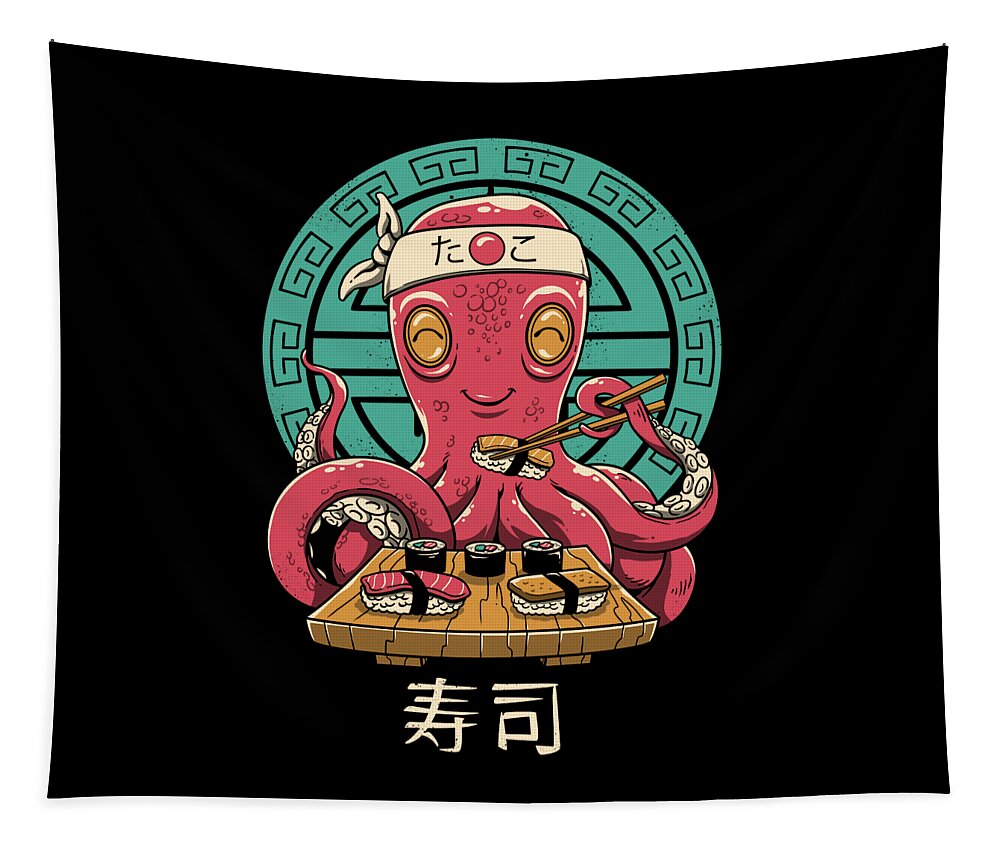 Octopus Tapestry featuring the digital art Octo Sushi by Vincent Trinidad