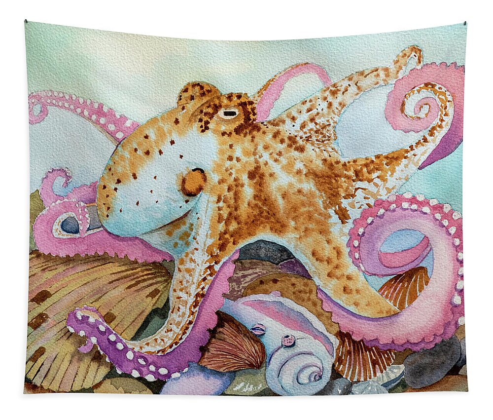 Octopus Tapestry featuring the painting Octopus Dream by Margaret Zabor