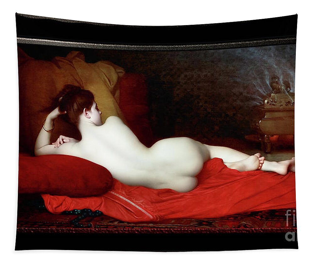Odalisque Tapestry featuring the painting Odalisque by Jules Lefebvre Classical Fine Art Reproduction by Rolando Burbon