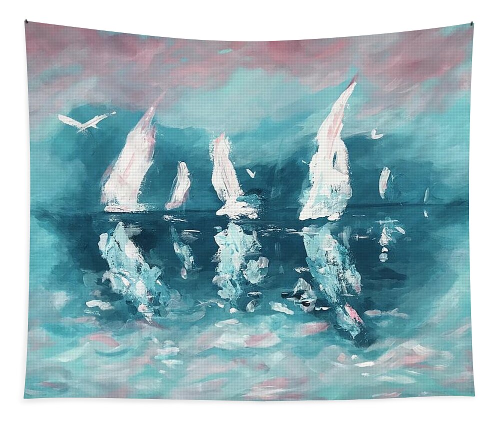 Art Tapestry featuring the painting Offshore by Deborah Smith