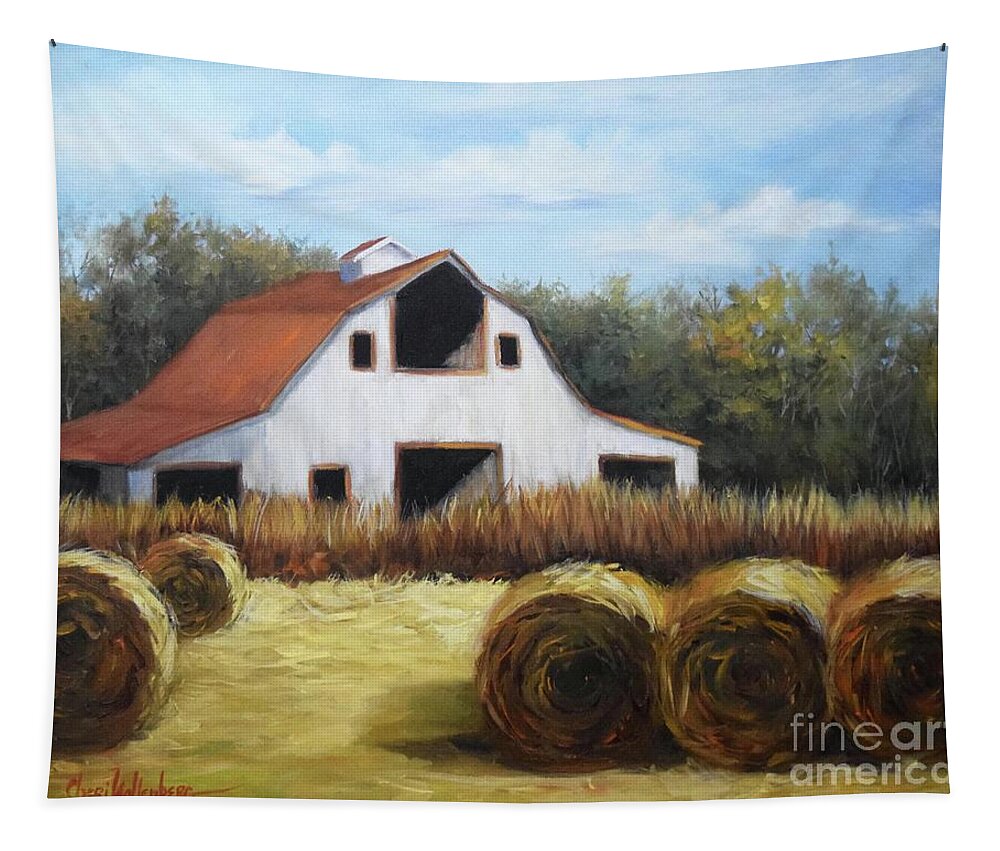Barn Painting Tapestry featuring the painting Okemah Barn by Cheri Wollenberg