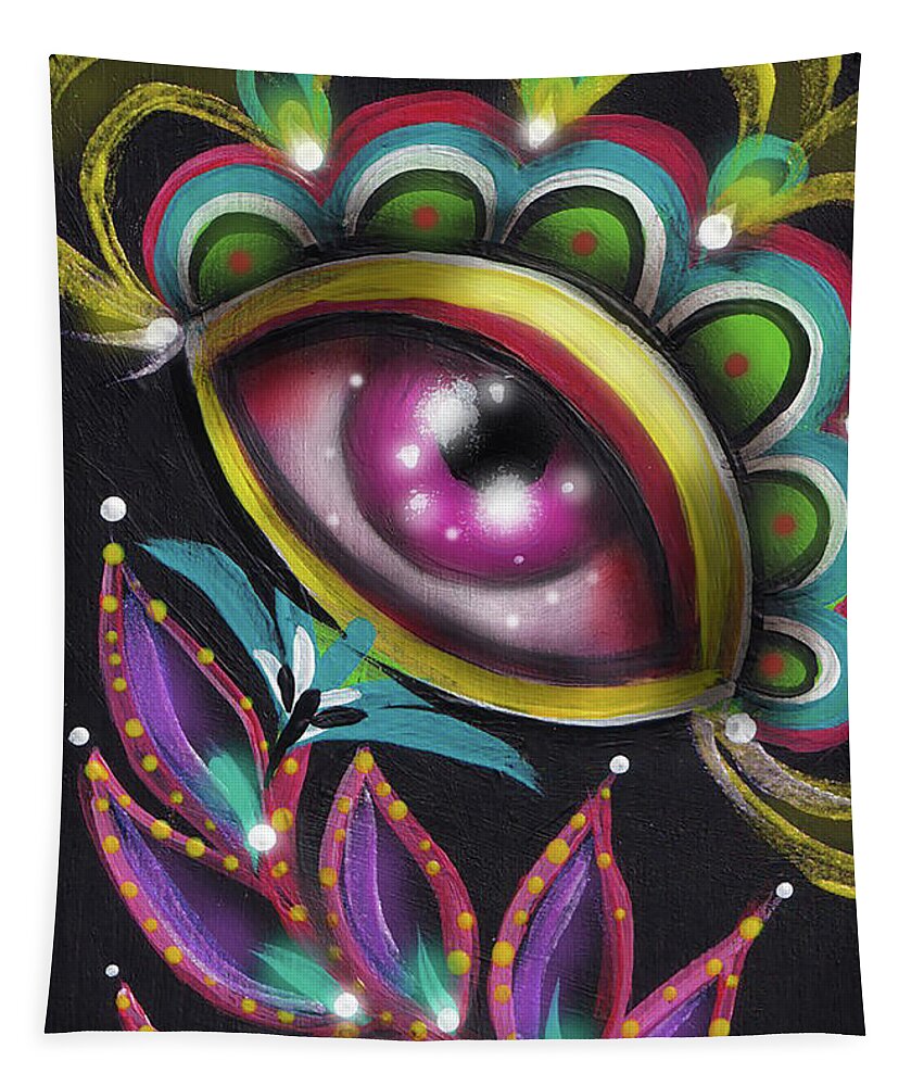 Ojo Tapestry featuring the painting Oko by Abril Andrade
