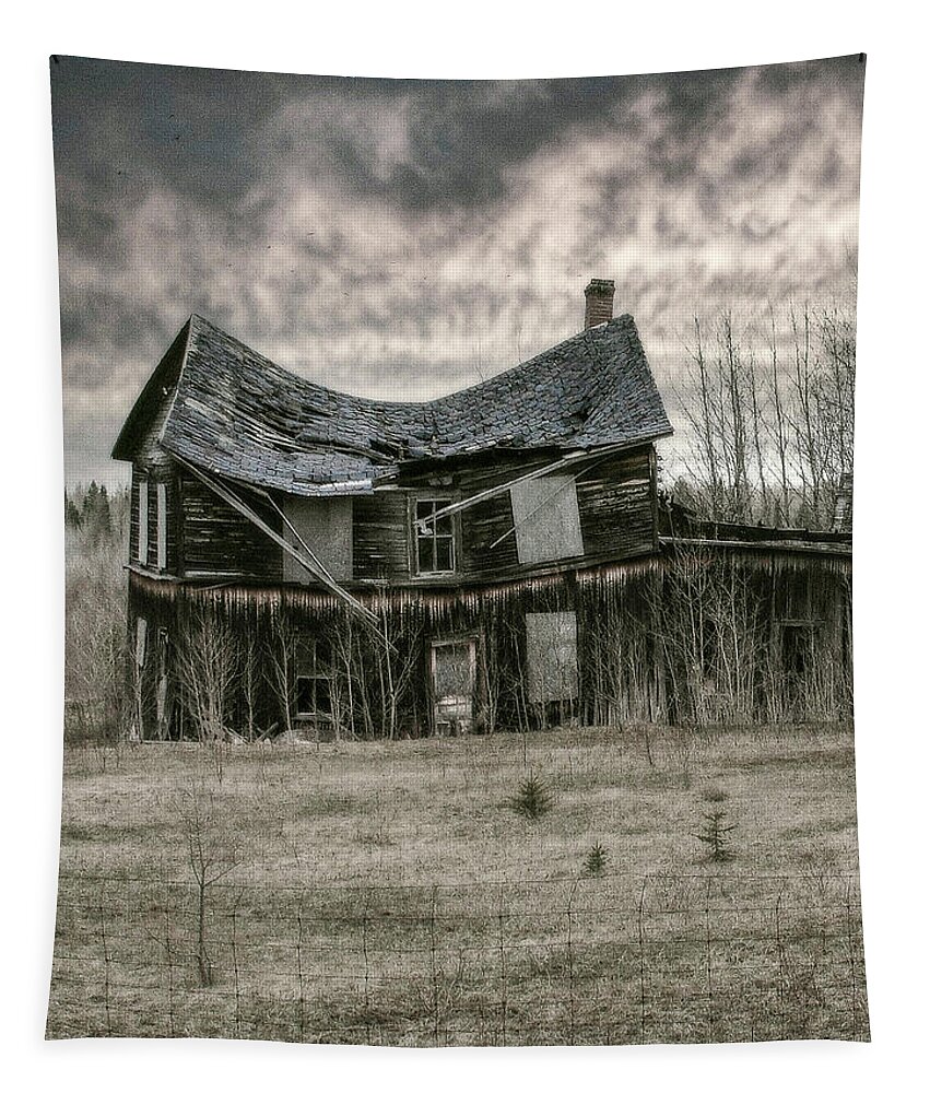 Abandeoned House Haunted Eiry Mysterious Tapestry featuring the photograph Old Abandoned House by Louise Tanguay