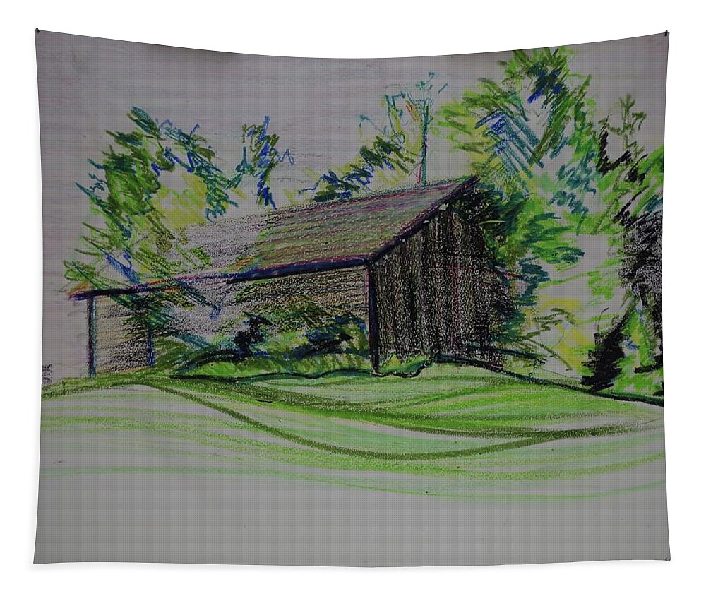 Plein Air Tapestry featuring the pastel Old Barn At Wason Pond by Sean Connolly