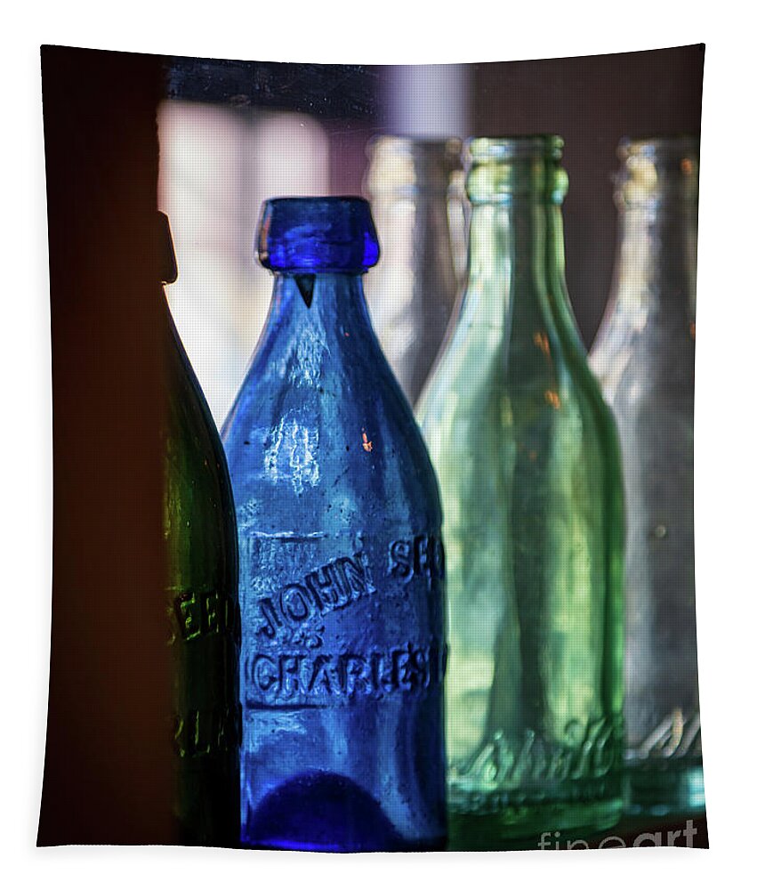 2021 Tapestry featuring the photograph Old Blue Bottle by Charles Hite