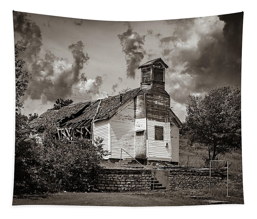 Abandoned Tapestry featuring the photograph Old Boom Town Church by Mike Schaffner