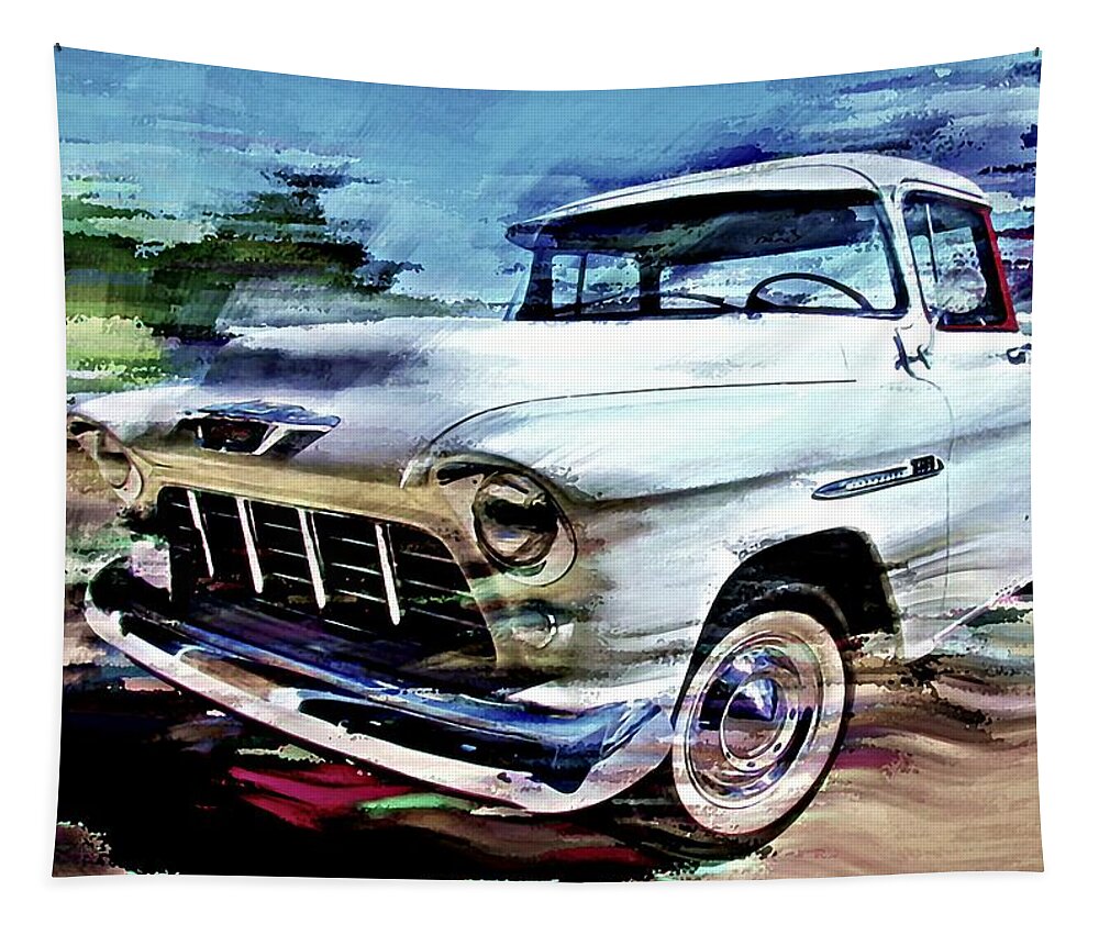 Truck Tapestry featuring the digital art 55 Chevy Cameo by David Manlove