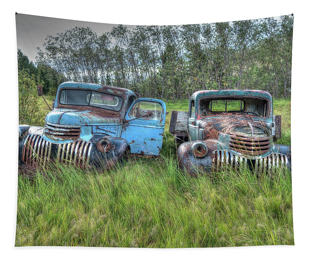 Ford Chevy Tapestry featuring the photograph Old Chevys in Iceland by Kristia Adams