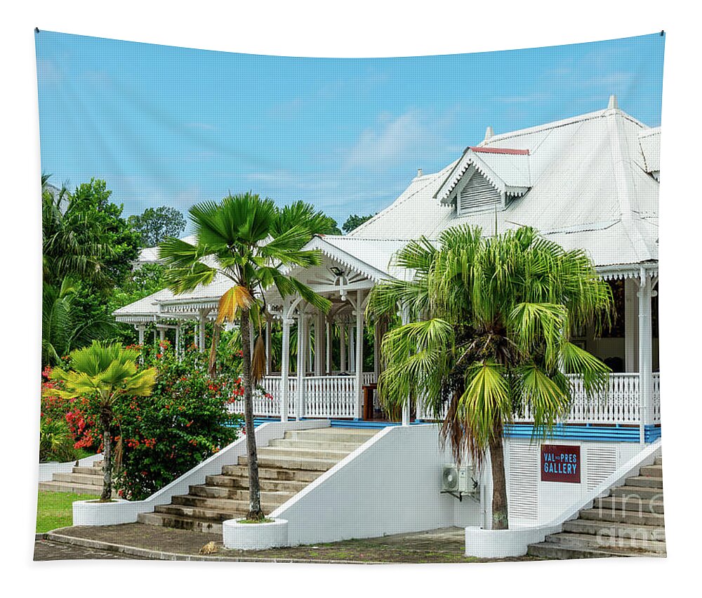 Creole Tapestry featuring the photograph Old creole plantation house, Seychelles by Delphimages Photo Creations