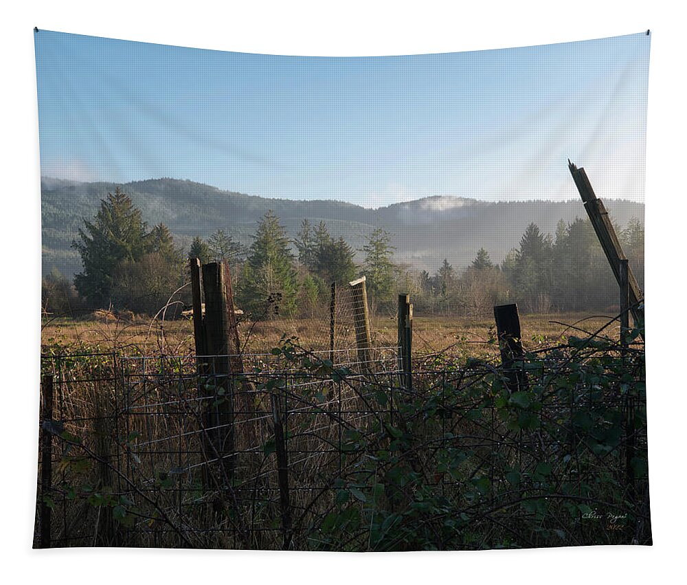 Landscape Tapestry featuring the photograph Old Farm Light by Chriss Pagani